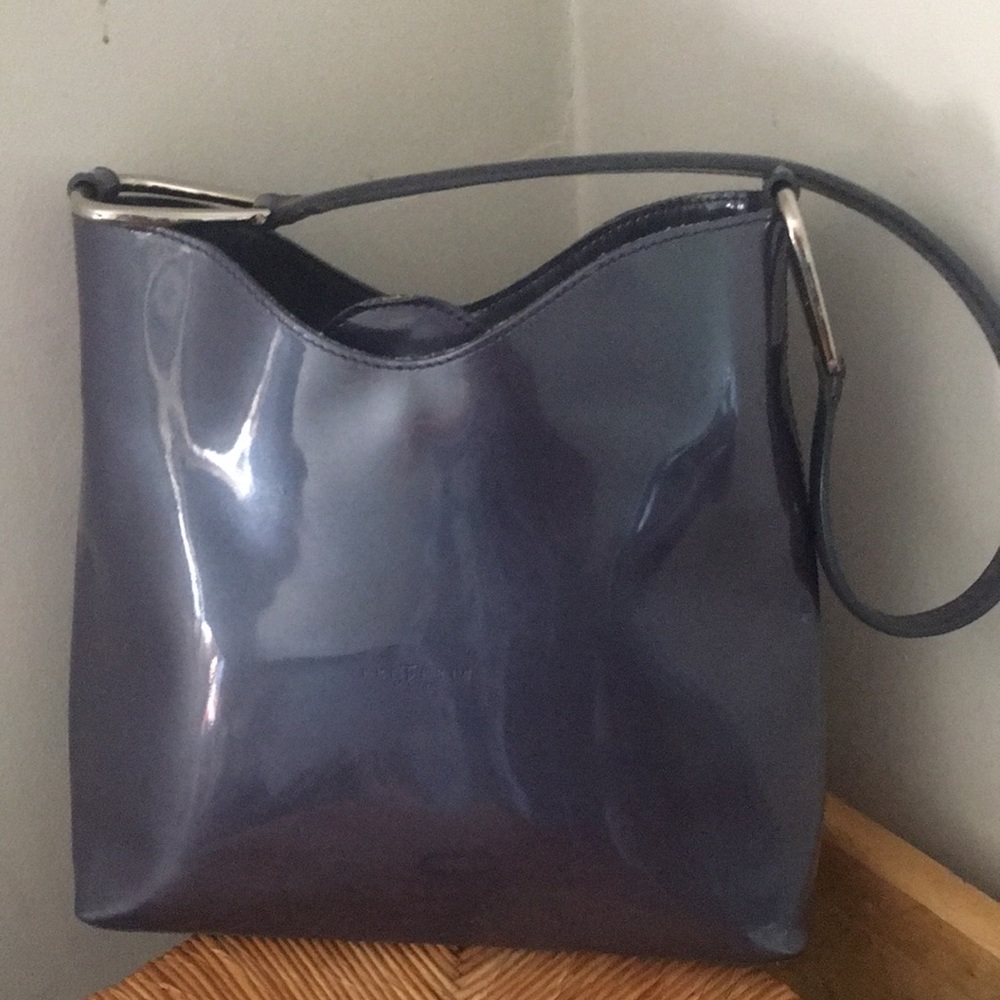 Frederic Paris Handbag, Blue Patent Leather Excellent Condition